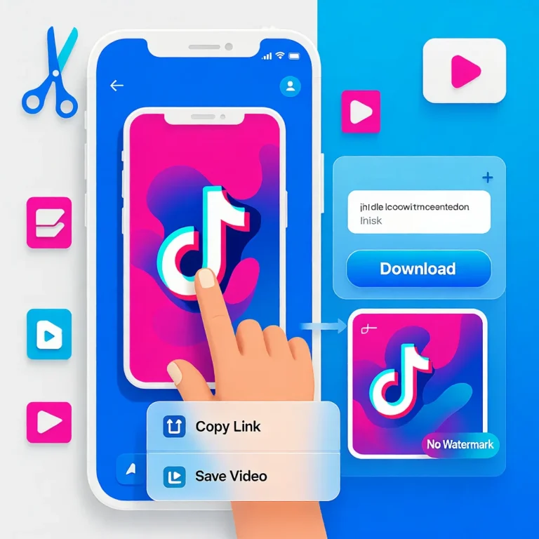Ilustração técnica do processo de download no TikTok