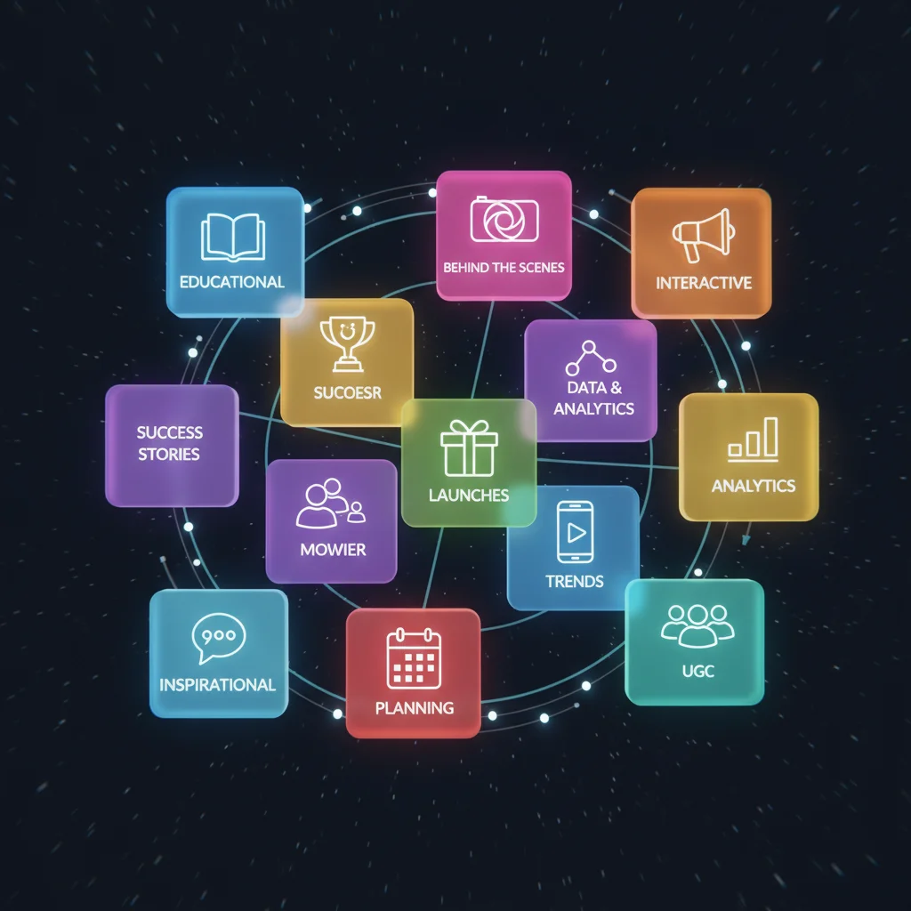 Infográfico 3D com os 10 tipos de conteúdo para redes sociais