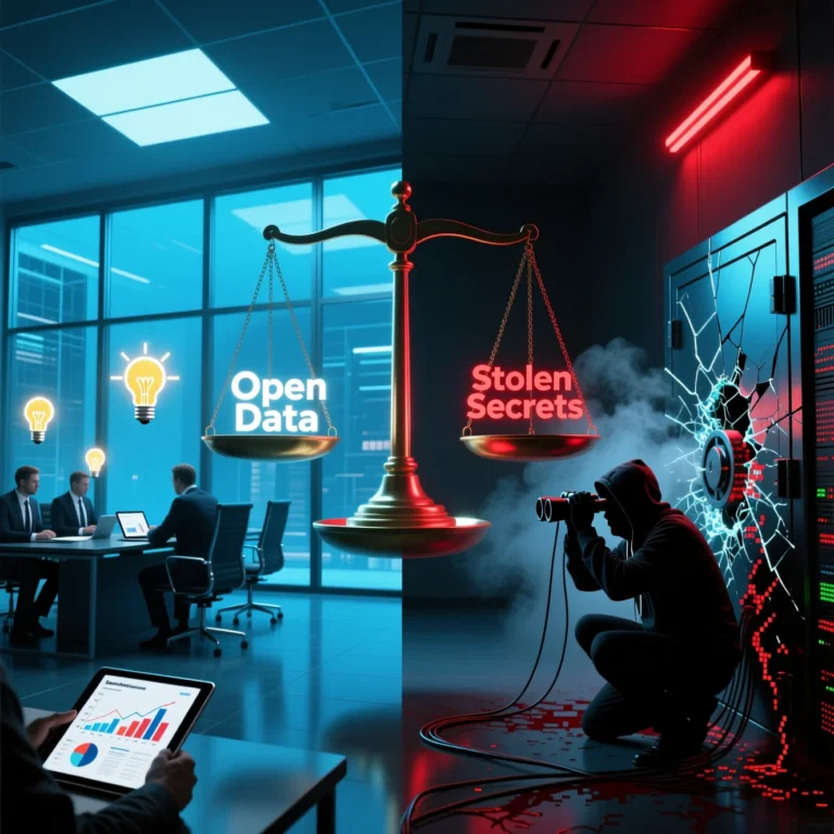 Ética vs. Espionagem no Mundo dos Negócios (Conflito Visual Simbólico)